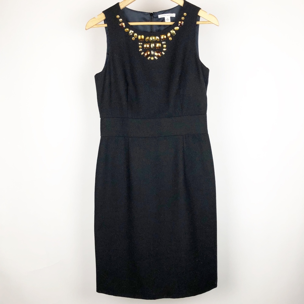 Banana Republic Dress Size 6 Black Wool Gemstone
